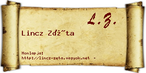 Lincz Zéta névjegykártya